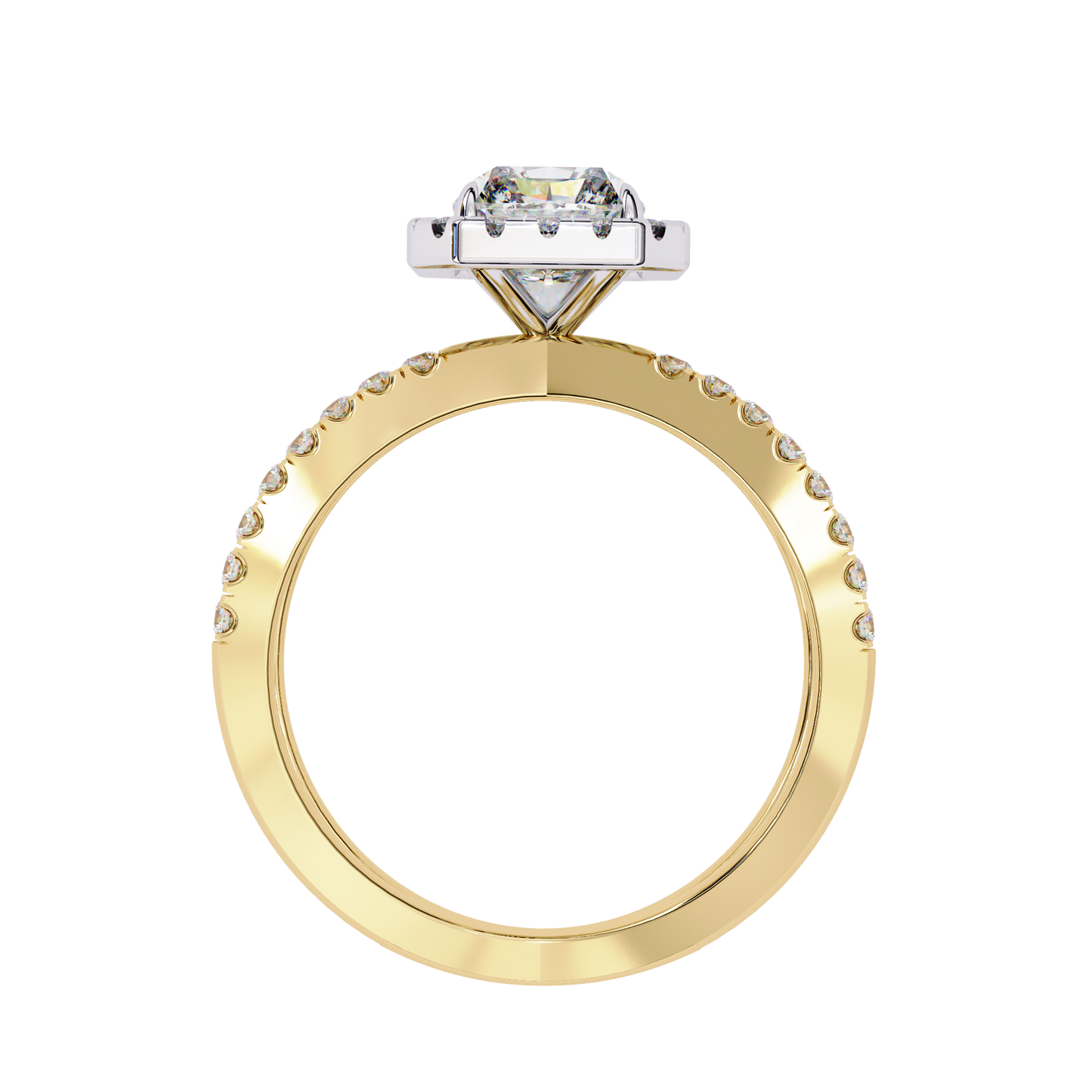 Radiant Criss Cross Halo Engagement Ring Yellow