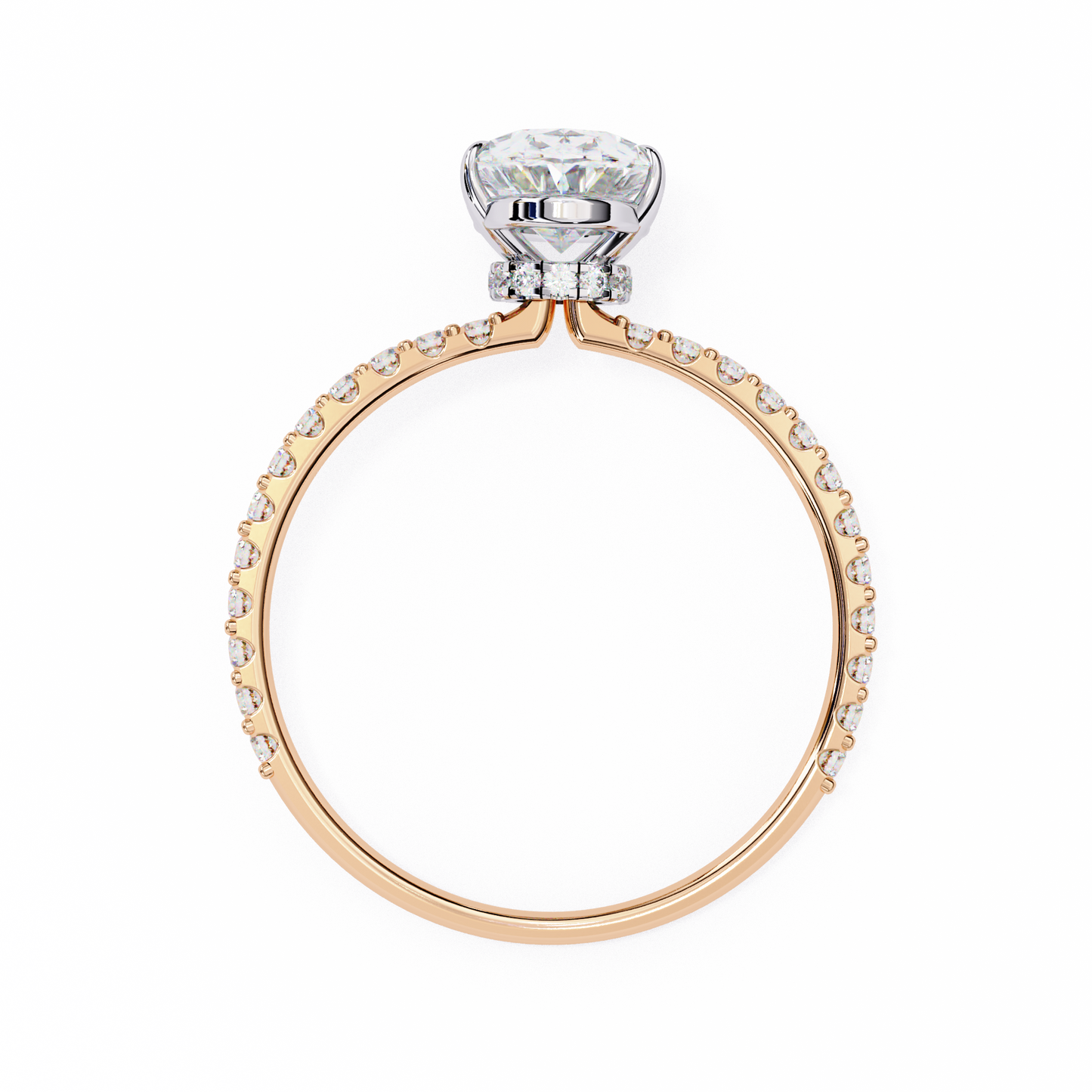 Oval Solitaire Halo Ring Rose