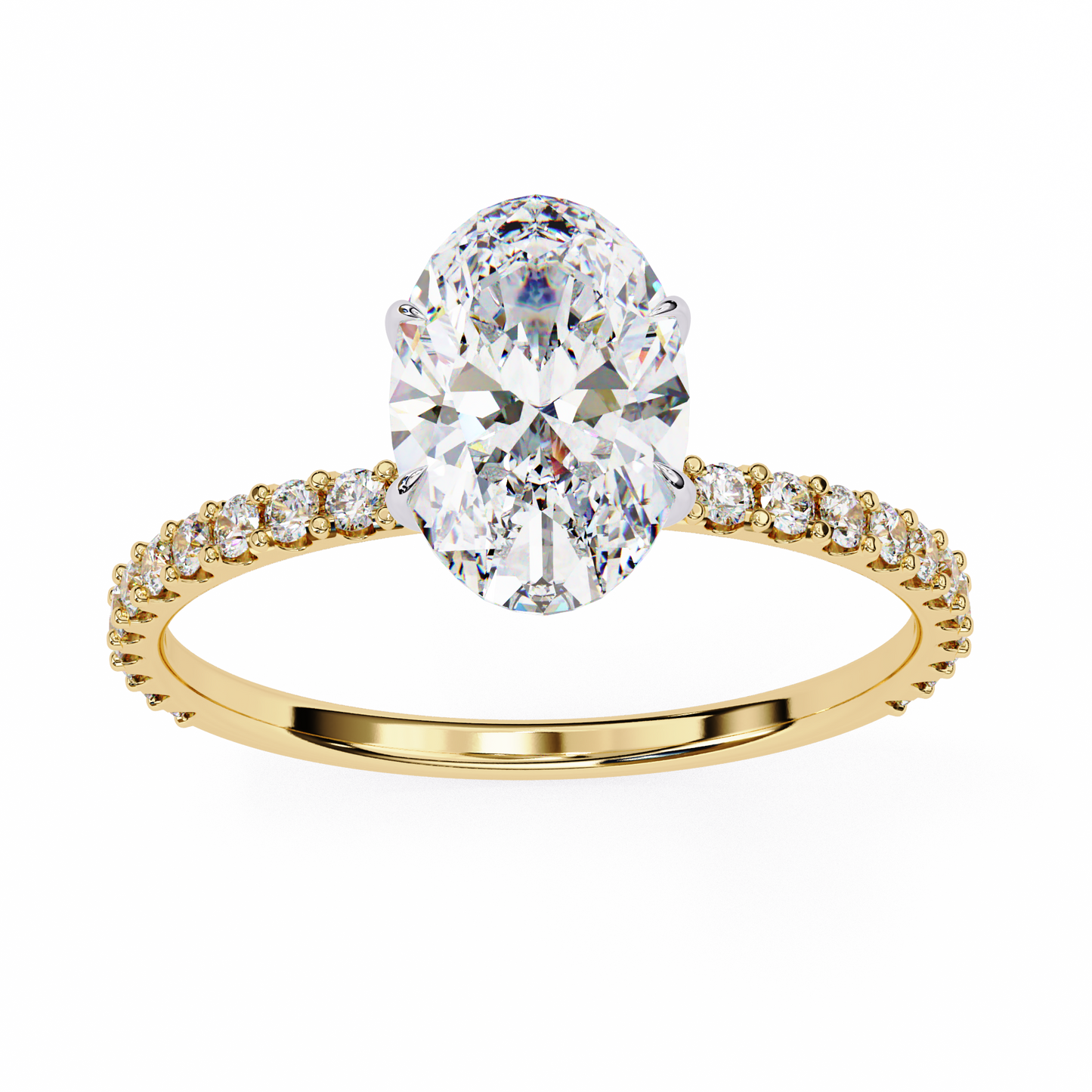 Oval Solitaire Halo Ring Yellow