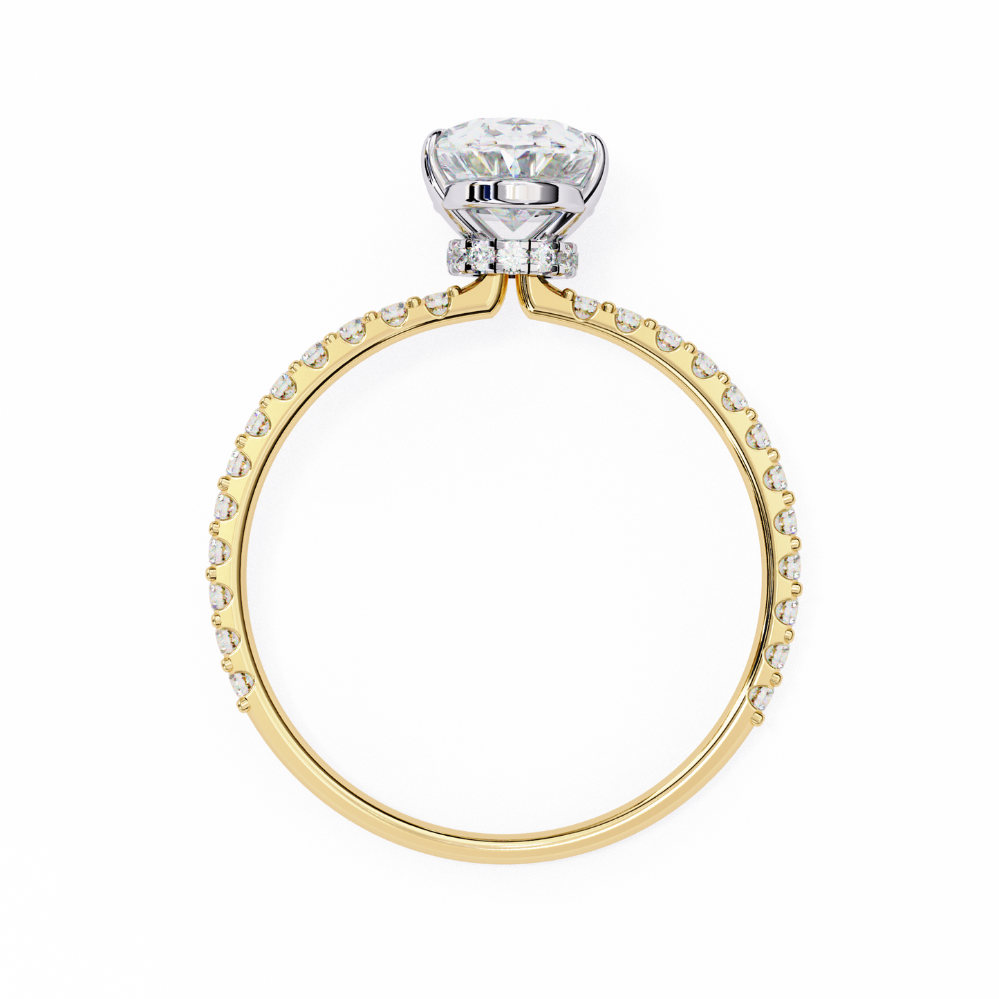 Oval Solitaire Halo Ring Yellow