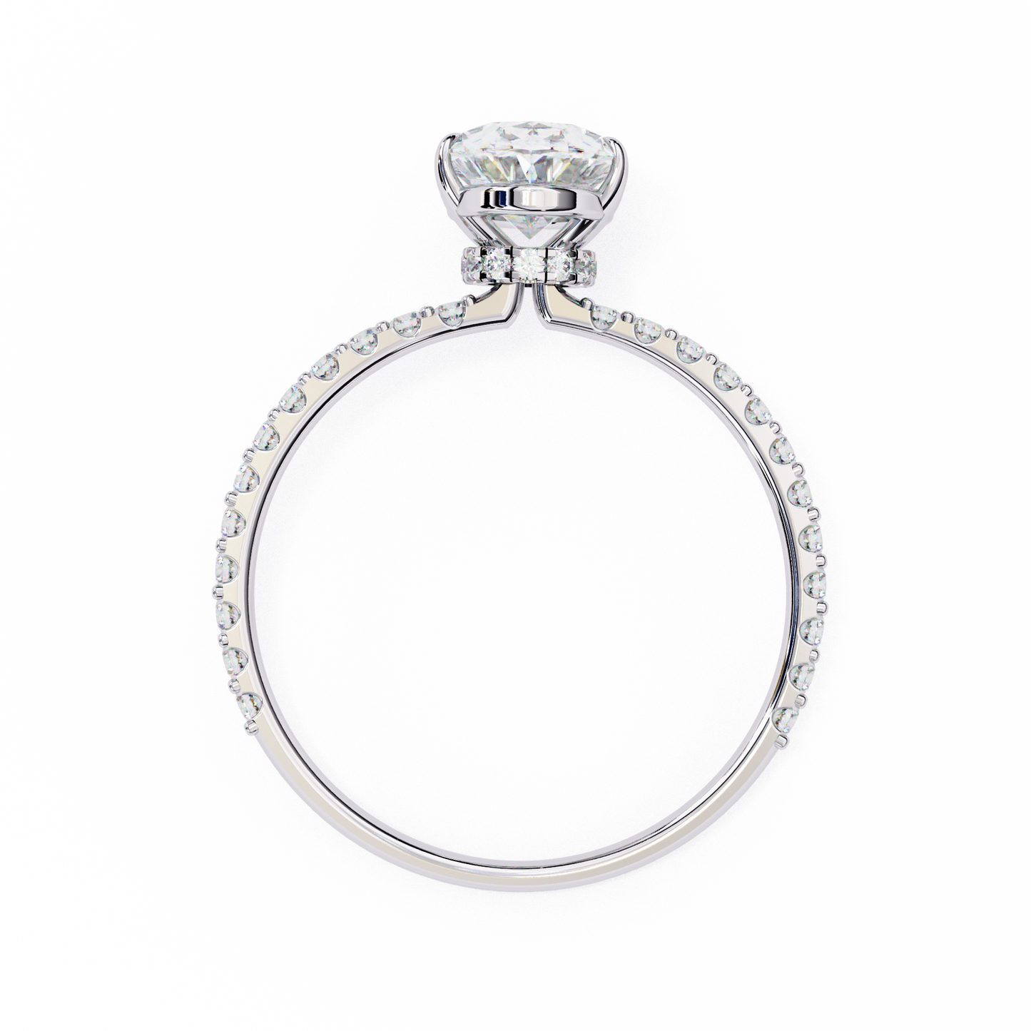 Oval Solitaire Halo Ring White