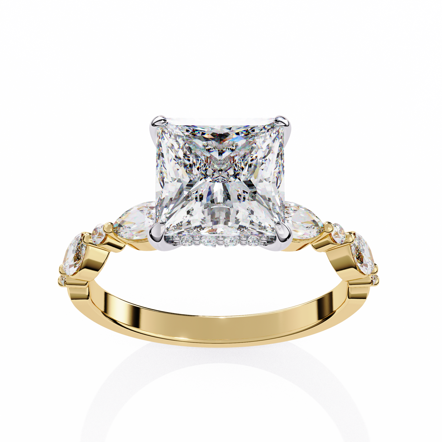 Princess Halo Engagement Ring Yellow