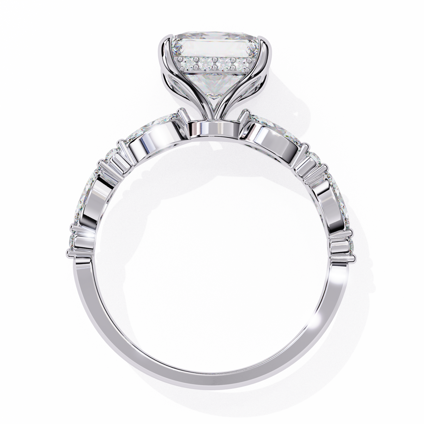 Princess Halo Engagement Ring White