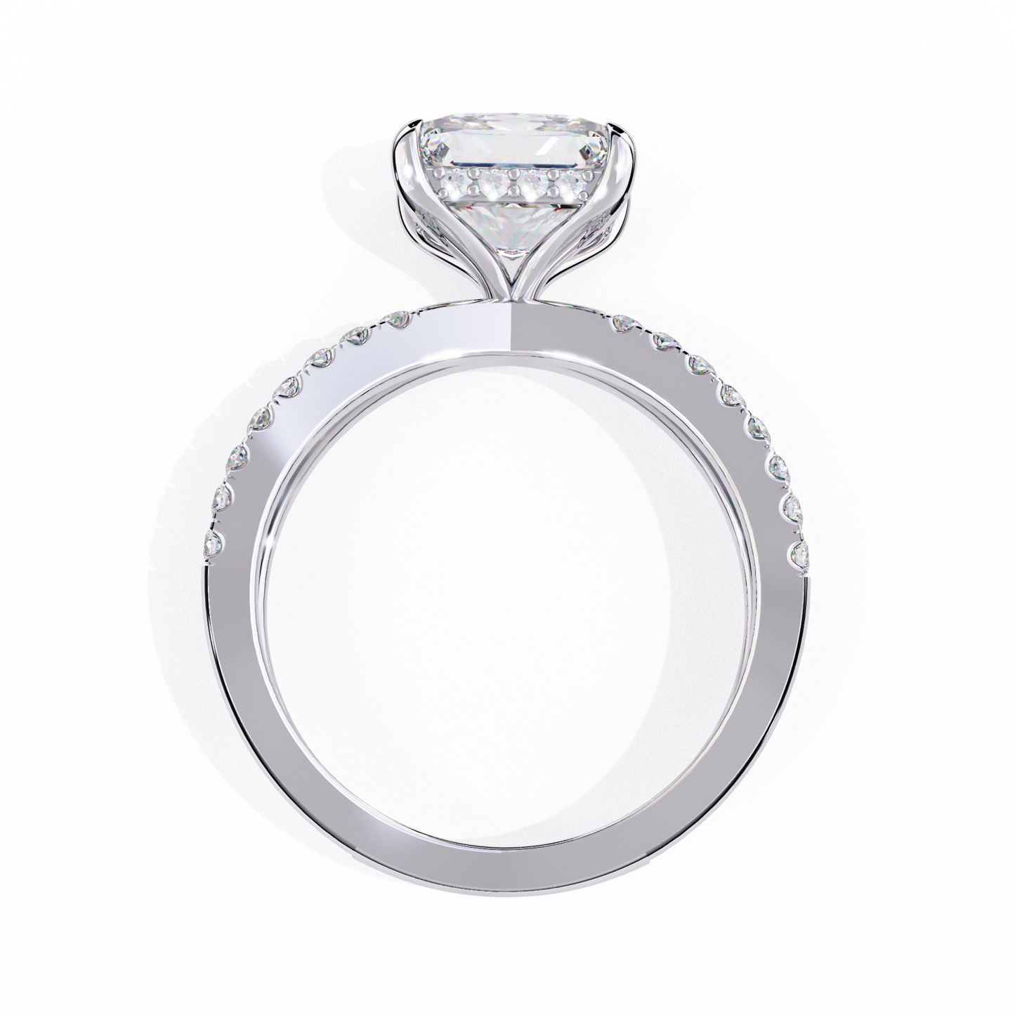 Princess Criss Cross Halo Engagement Ring White