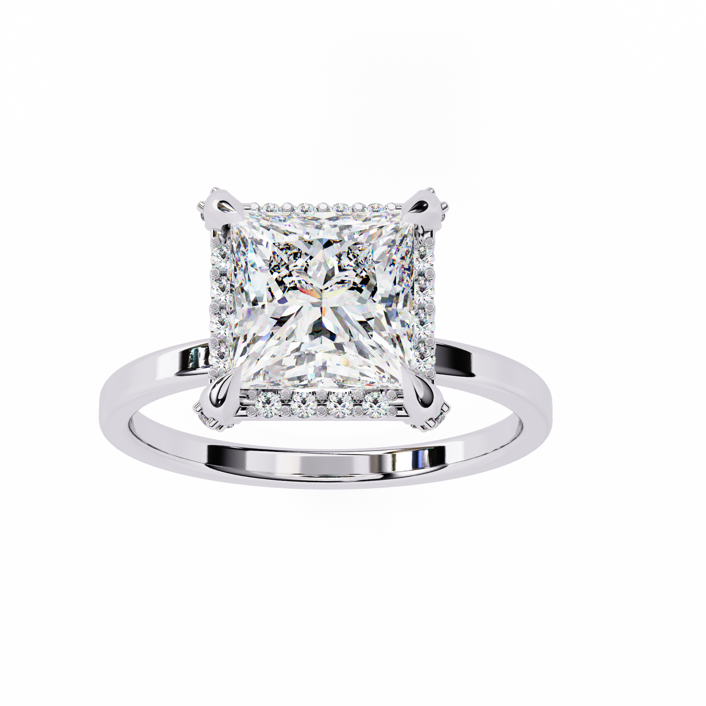 Princess Solitaire Band Ring White