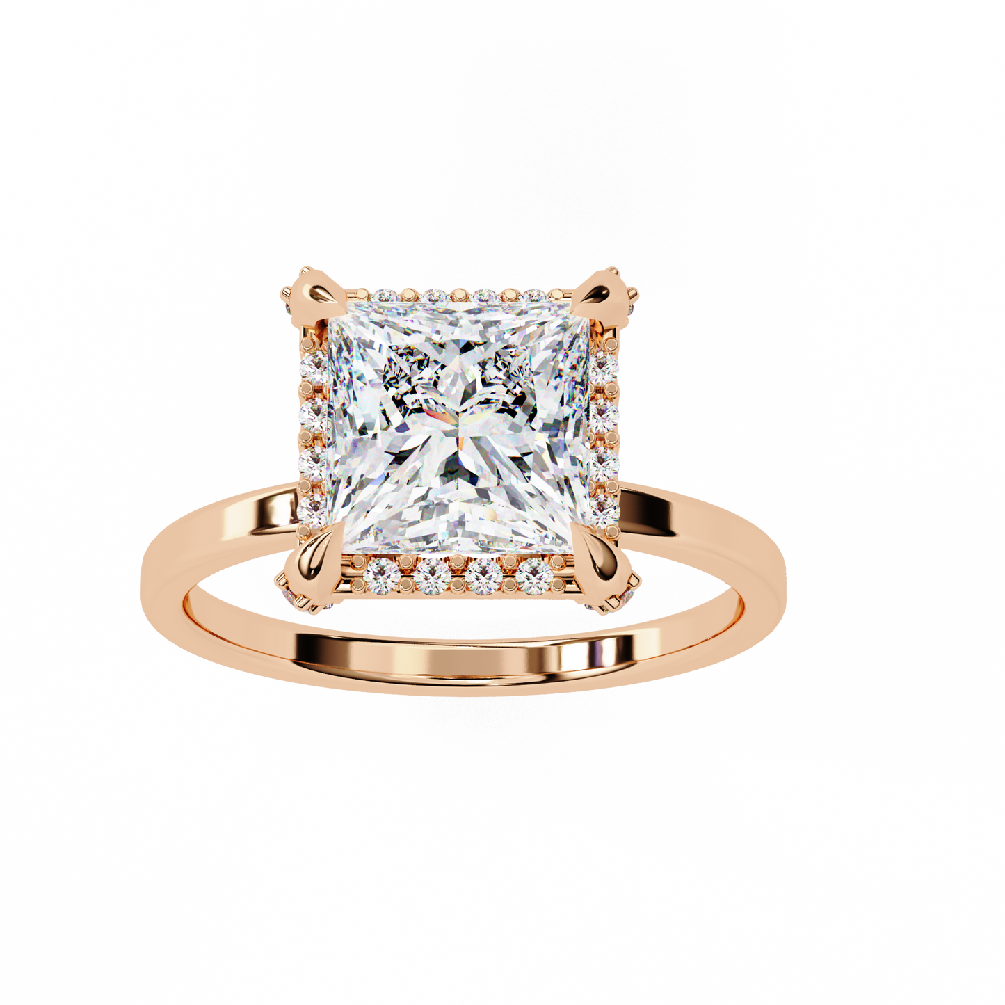 Princess Solitaire Band Ring Rose