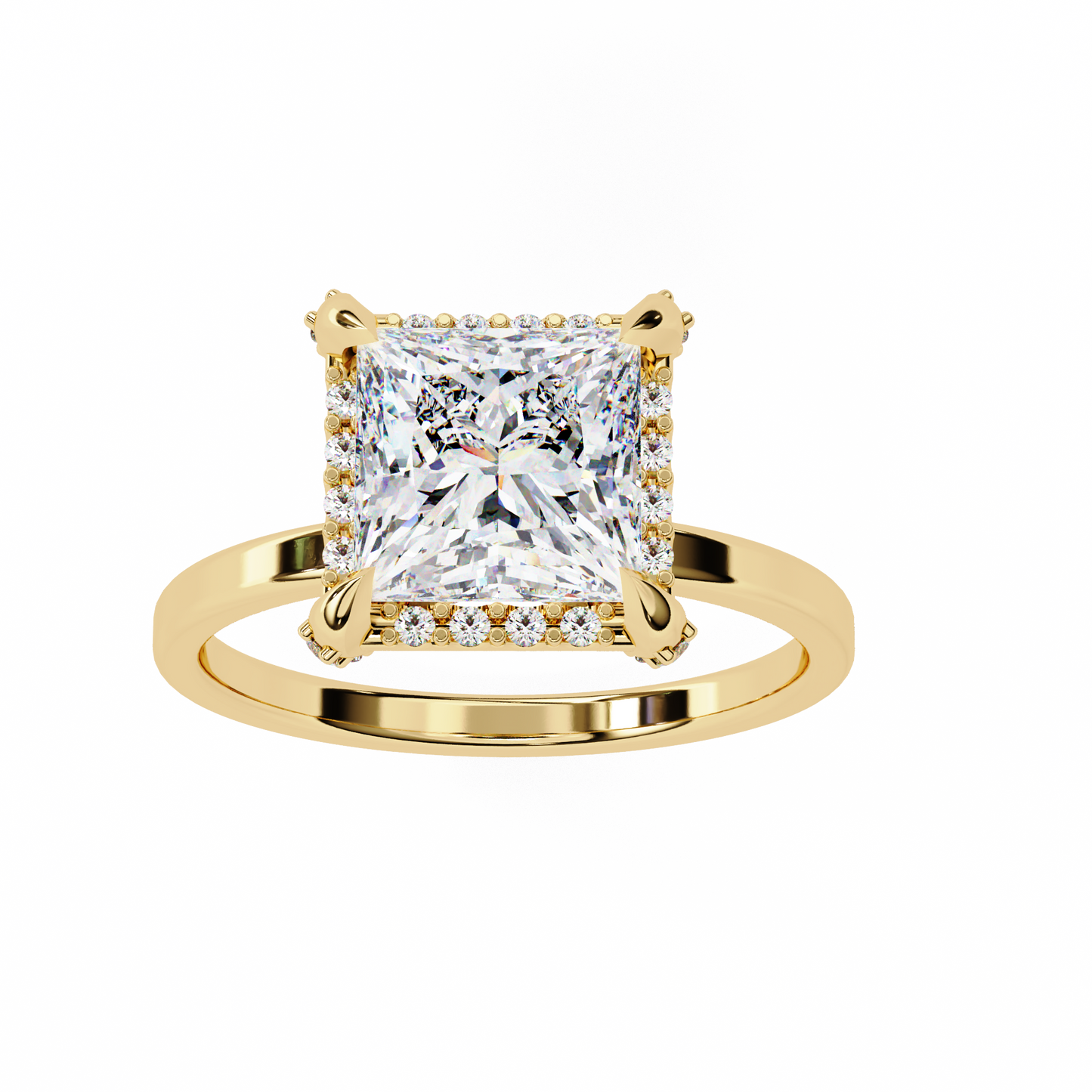 Princess Solitaire Band Ring Yellow