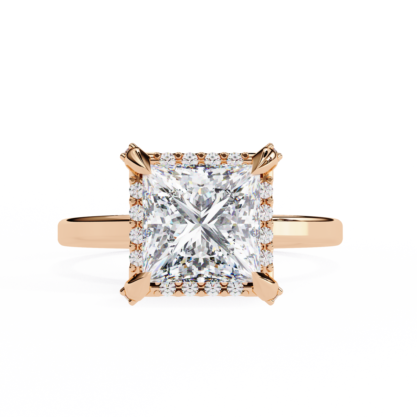 Princess Solitaire Band Ring Rose