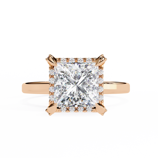 Princess Solitaire Band Ring Rose