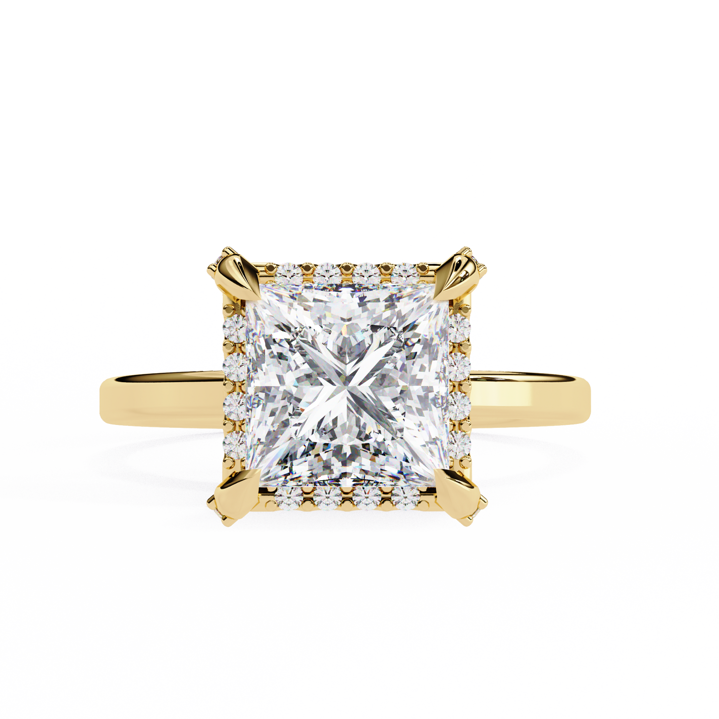 Princess Solitaire Band Ring Yellow