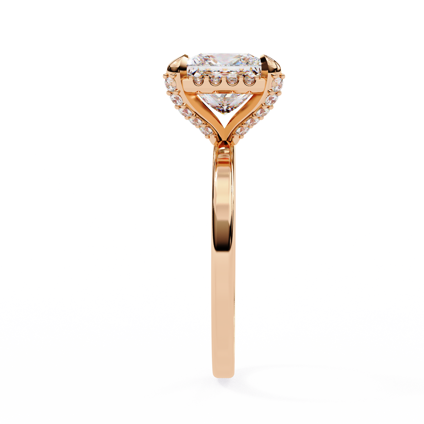 Princess Solitaire Band Ring Rose