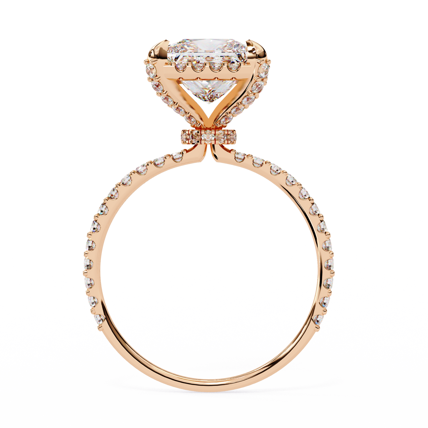 Princess Halo Solitaire Ring Rose