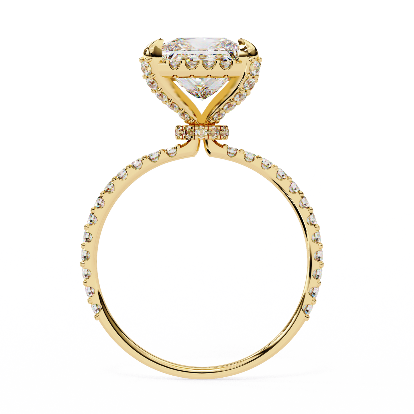 Princess Halo Solitaire Ring Yellow