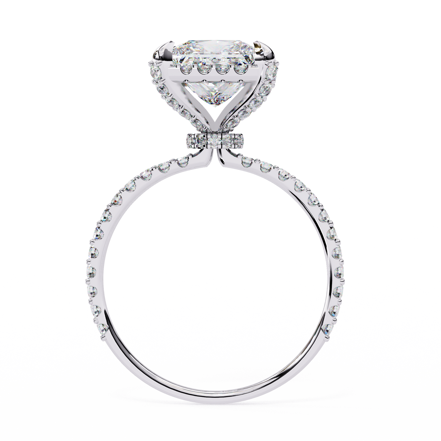 Princess Halo Solitaire Ring White