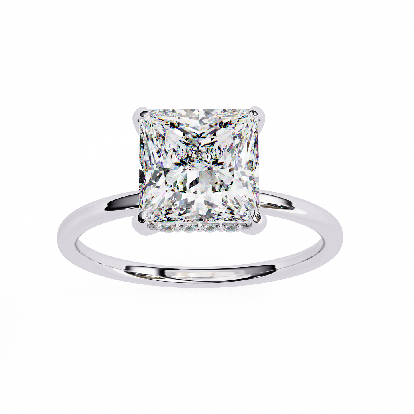 Princess Solitaire Ring White