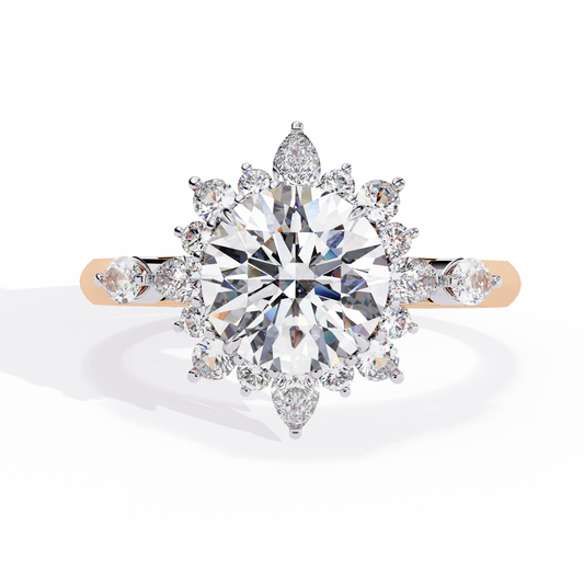 Round Solitaire Halo Cocktail Ring Rose