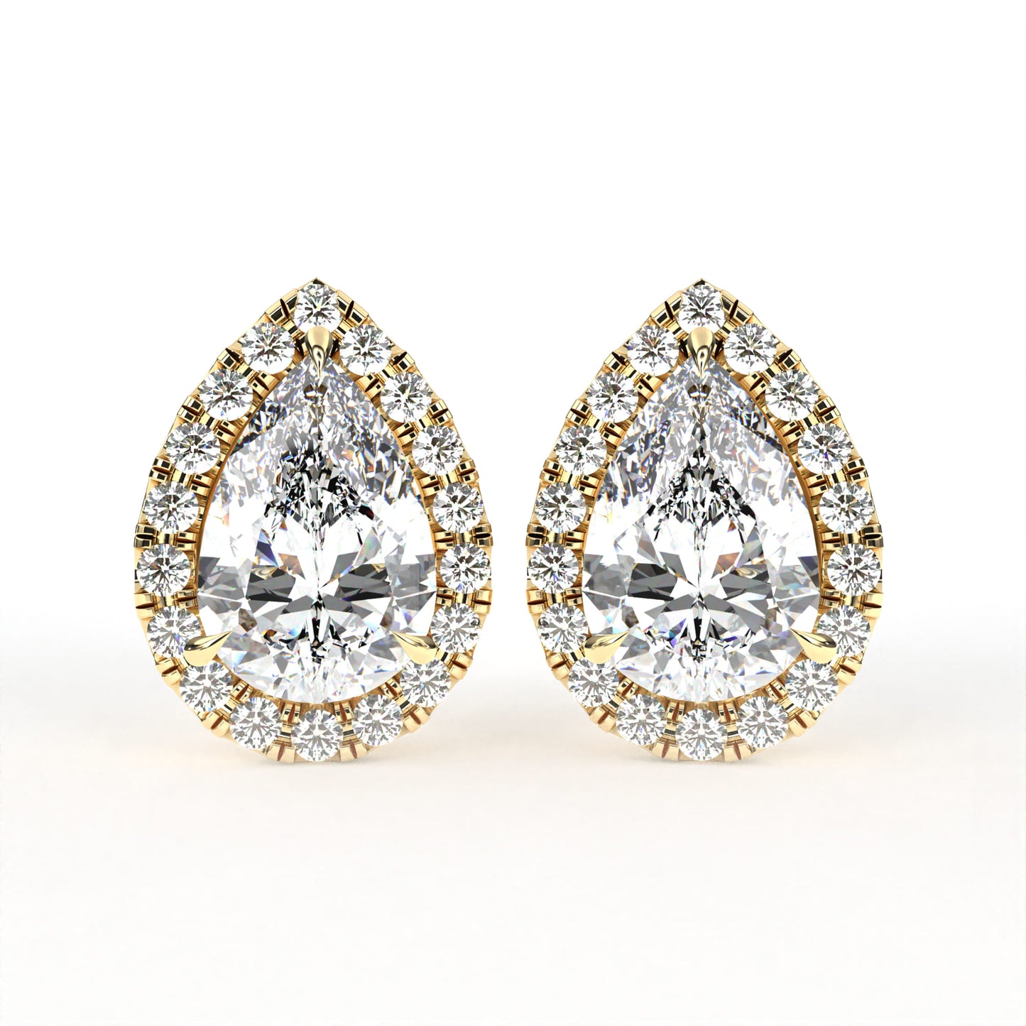 Pear Halo Solitaire Yellow Earring