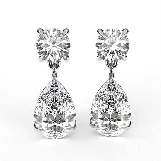 Pear Drop Earrings White