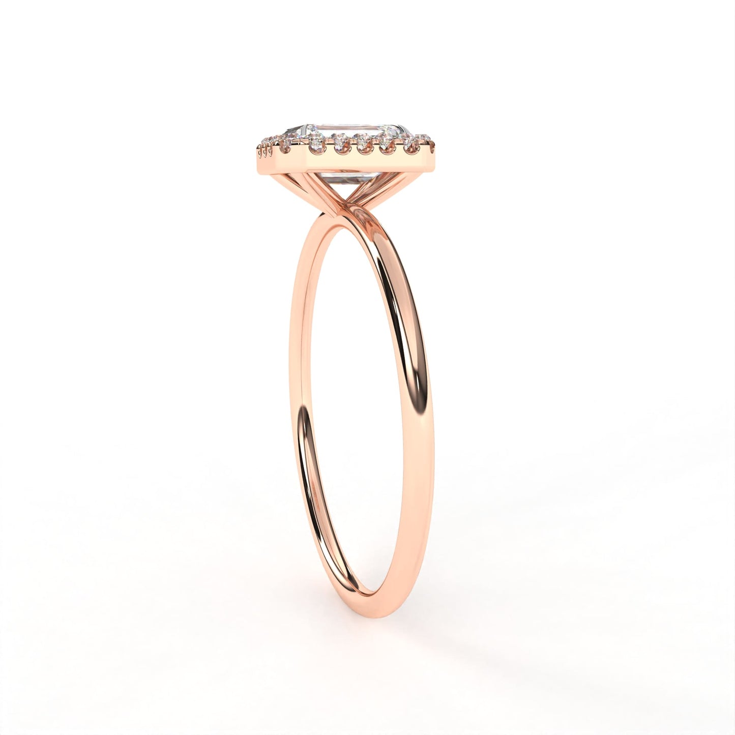 Emerald Halo Ring Rose Gold