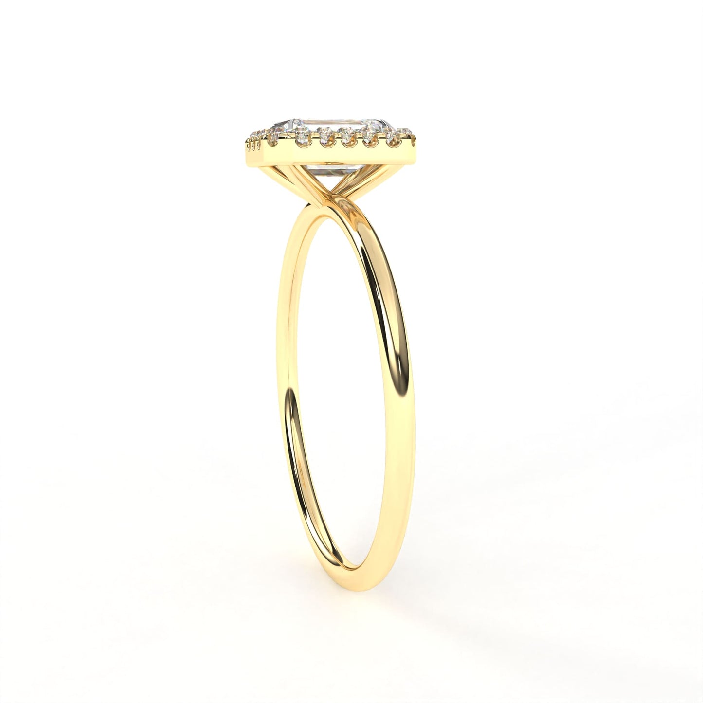 Radiant Halo Ring Yellow Gold