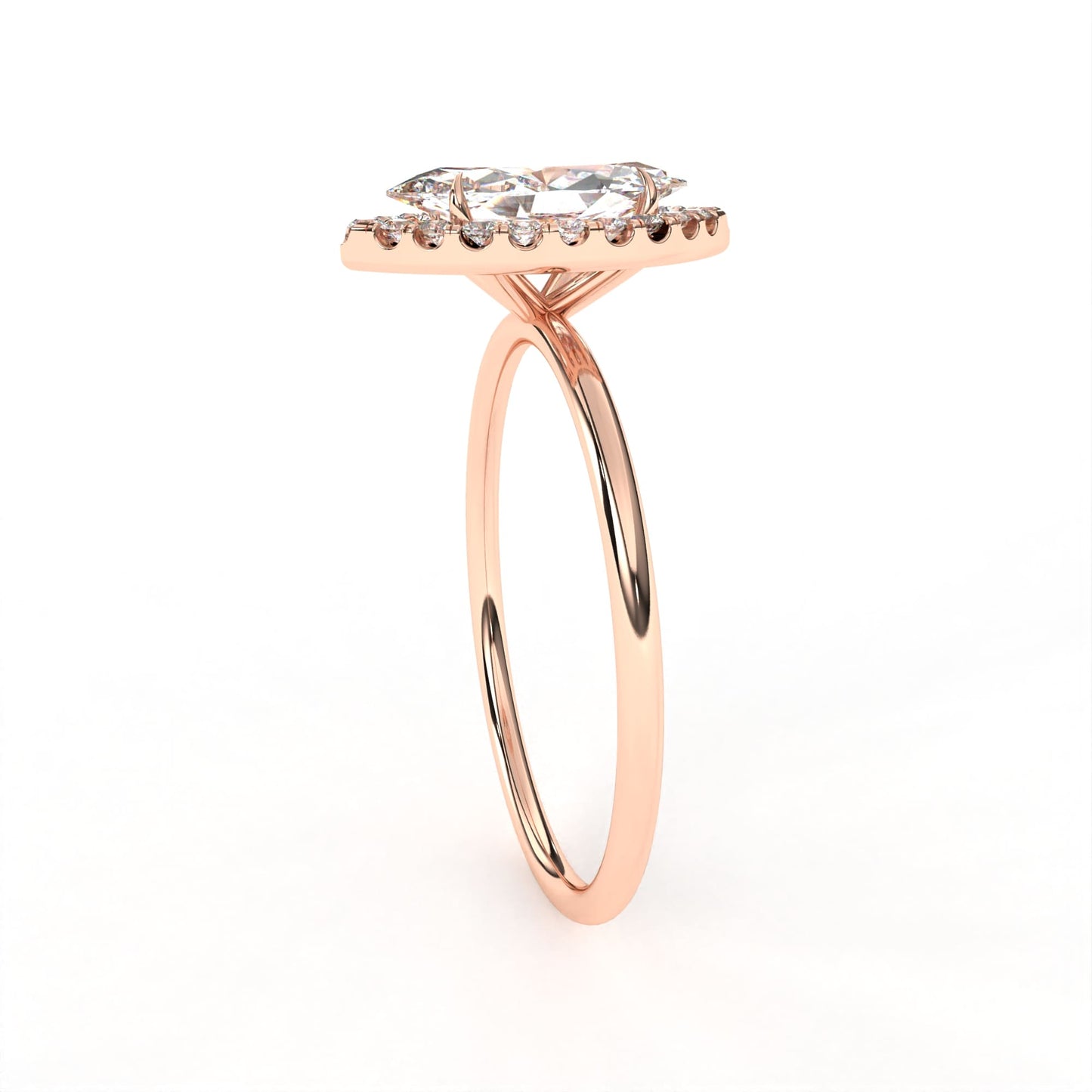 Marquise Halo Ring Rose Gold