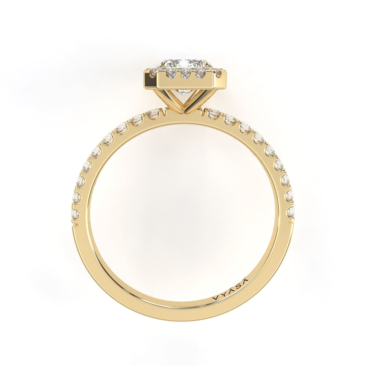 Emerald Halo Diamond Ring Yellow