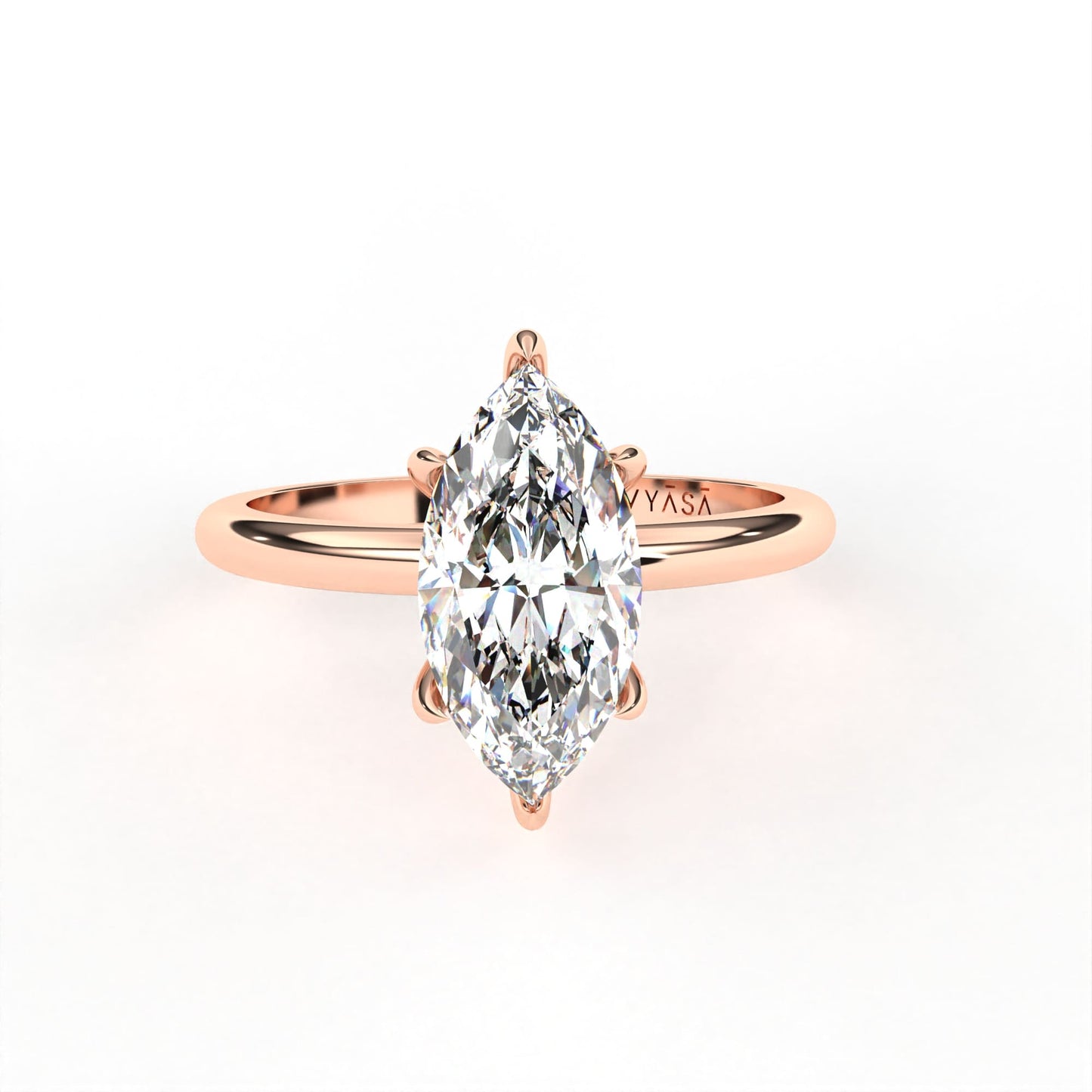 Marquise Hidden Halo Ring Rose