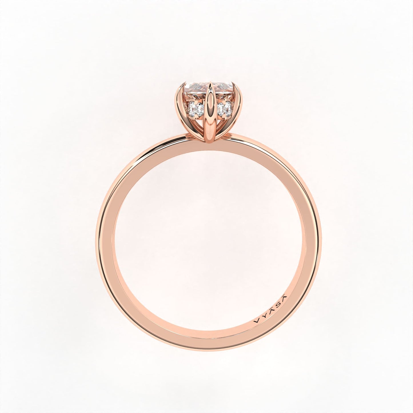 Marquise Hidden Halo Ring Rose