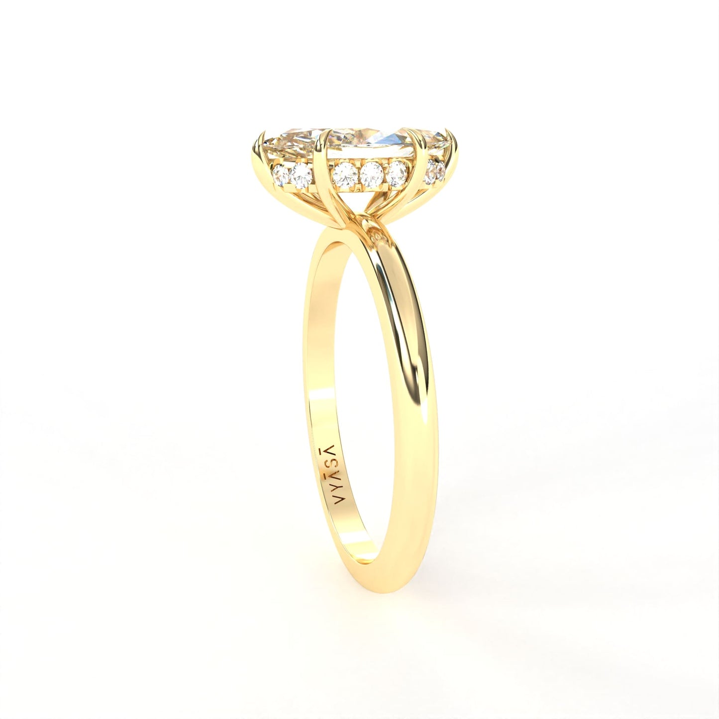 Marquise Hidden Halo Ring Yellow
