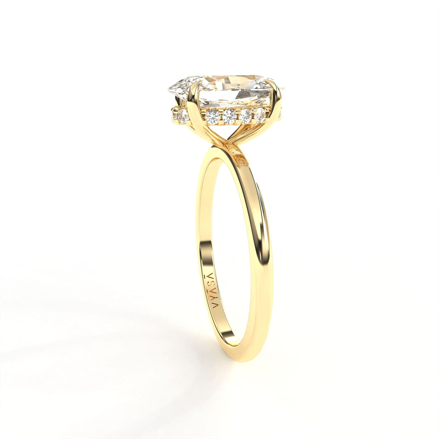 Oval Hidden Halo Ring Yellow