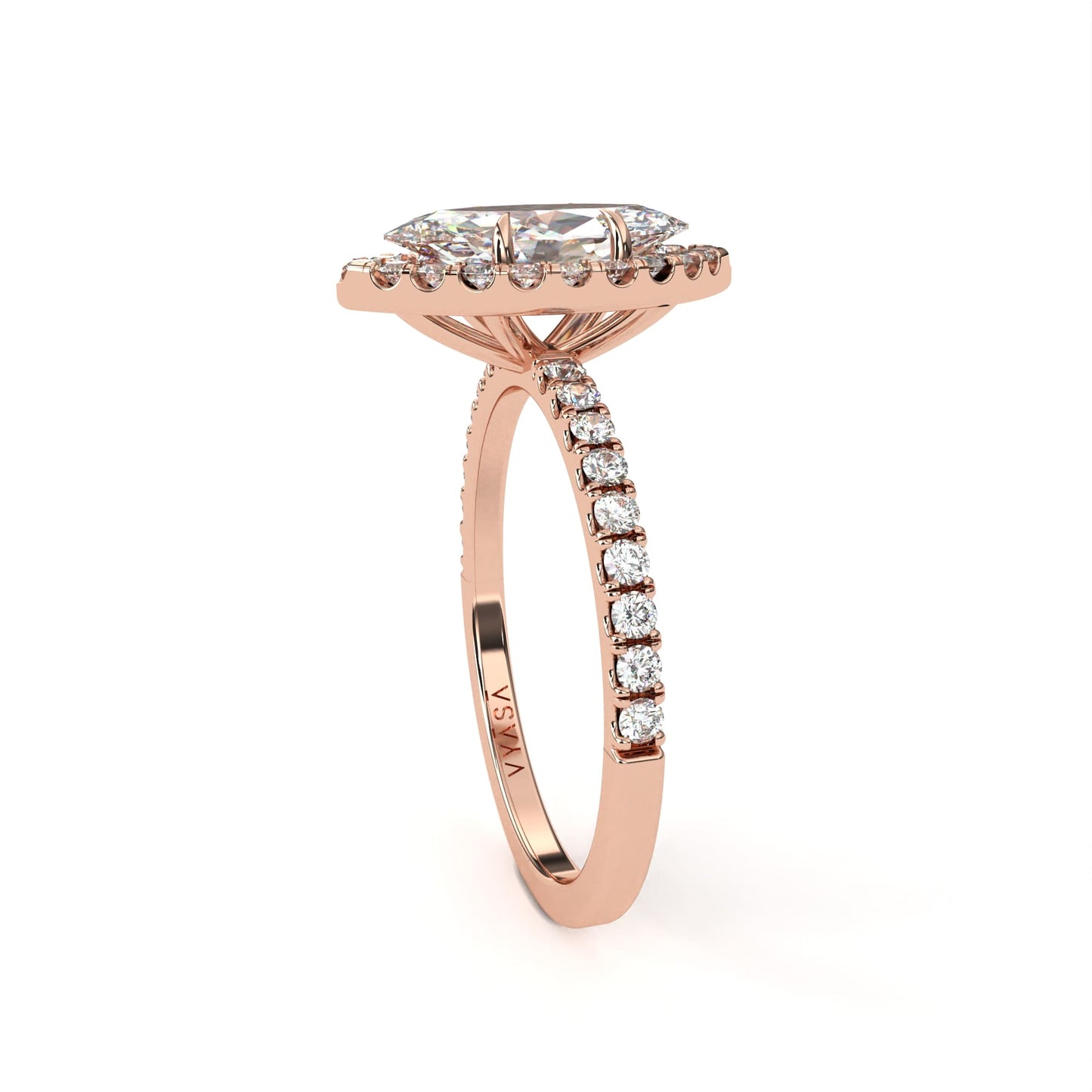 Marquise Halo Diamond Ring Rose