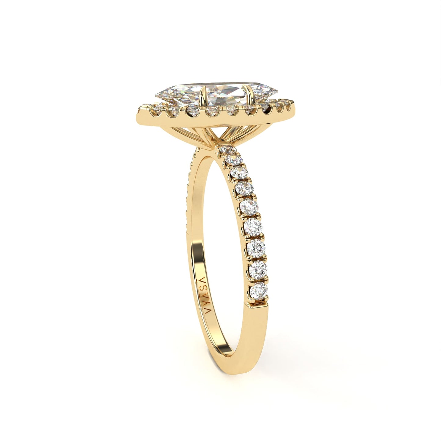 Marquise Halo Diamond Ring Yellow