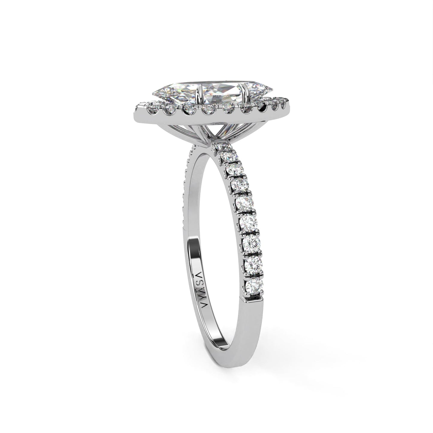 Marquise Halo Diamond Ring White