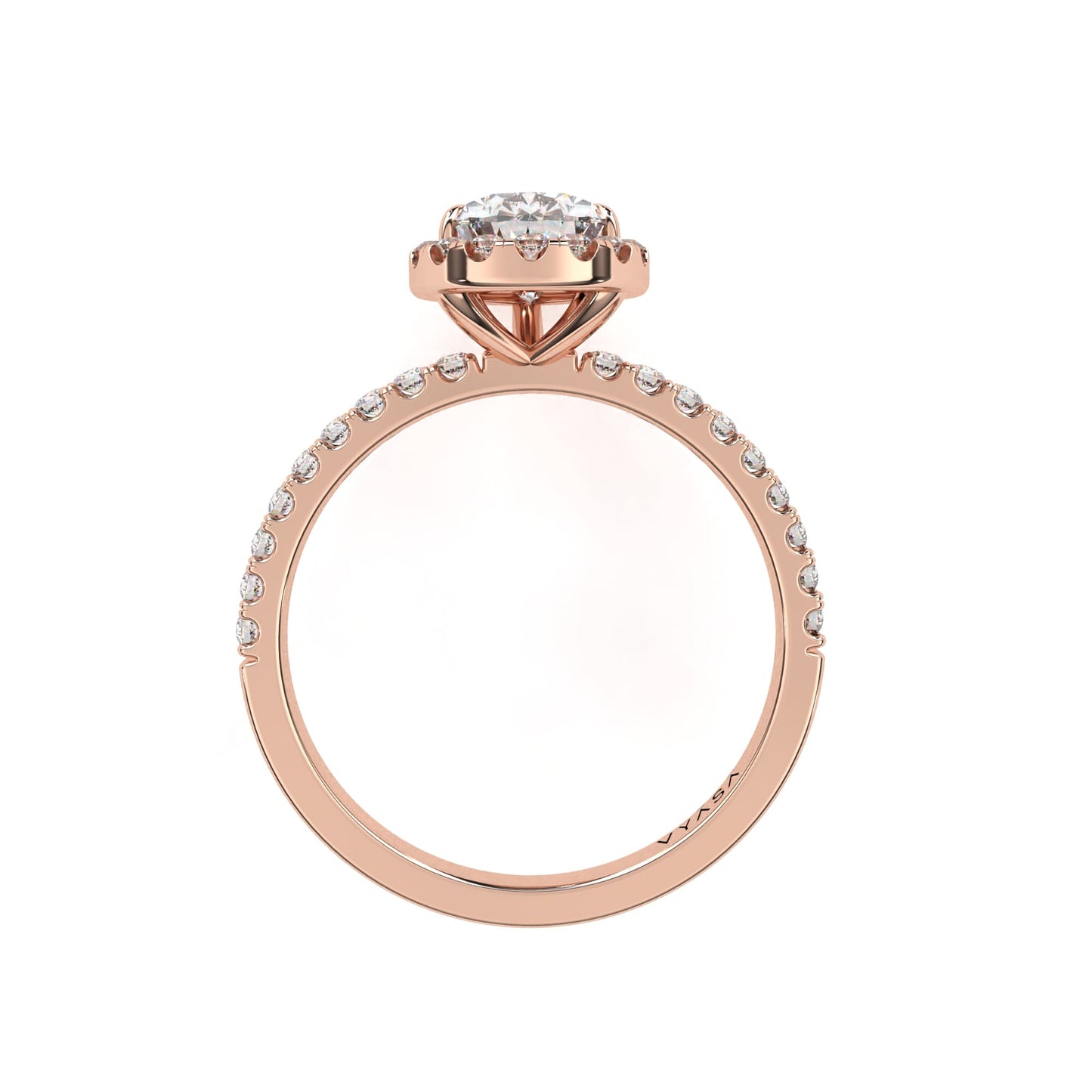 Pear Halo With Diamond Ring Rose