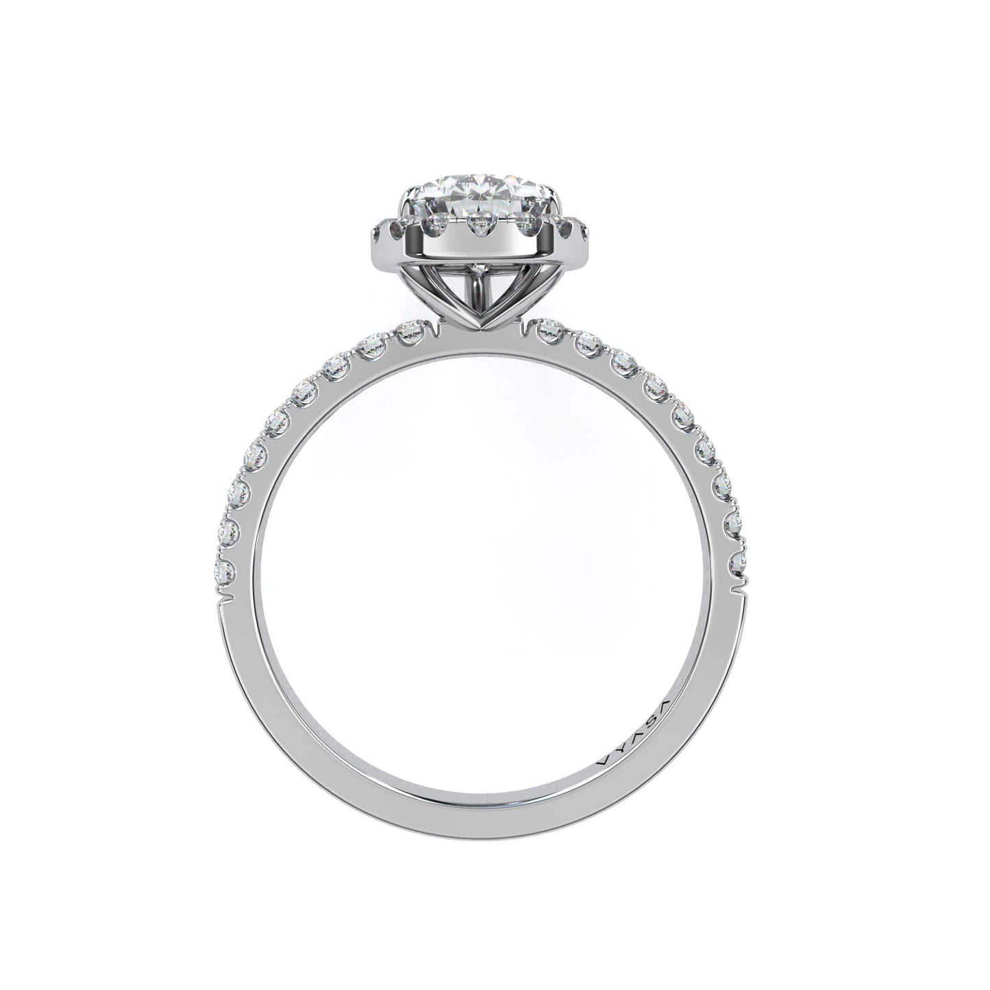 Pear Halo With Diamond Ring White