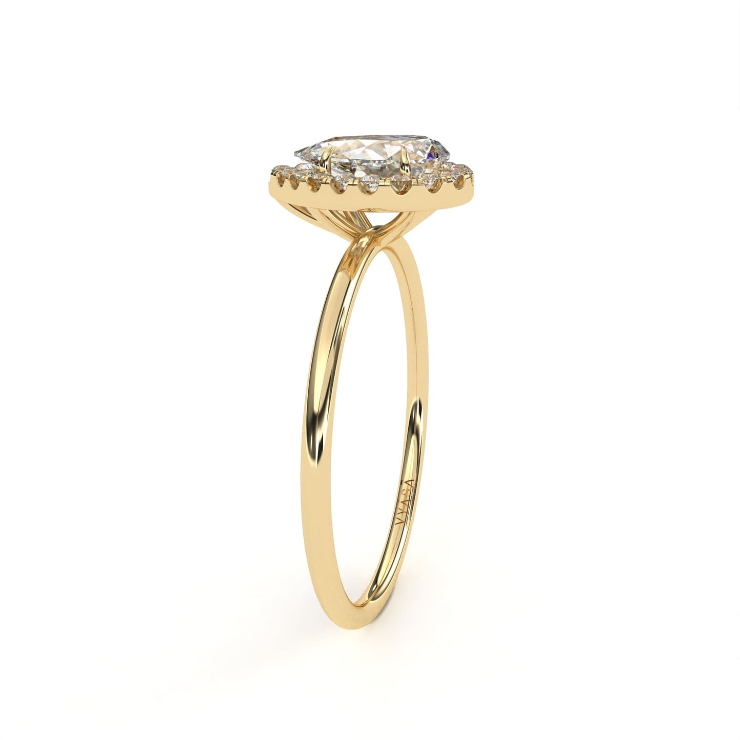 Pear Halo Ring Yellow Gold