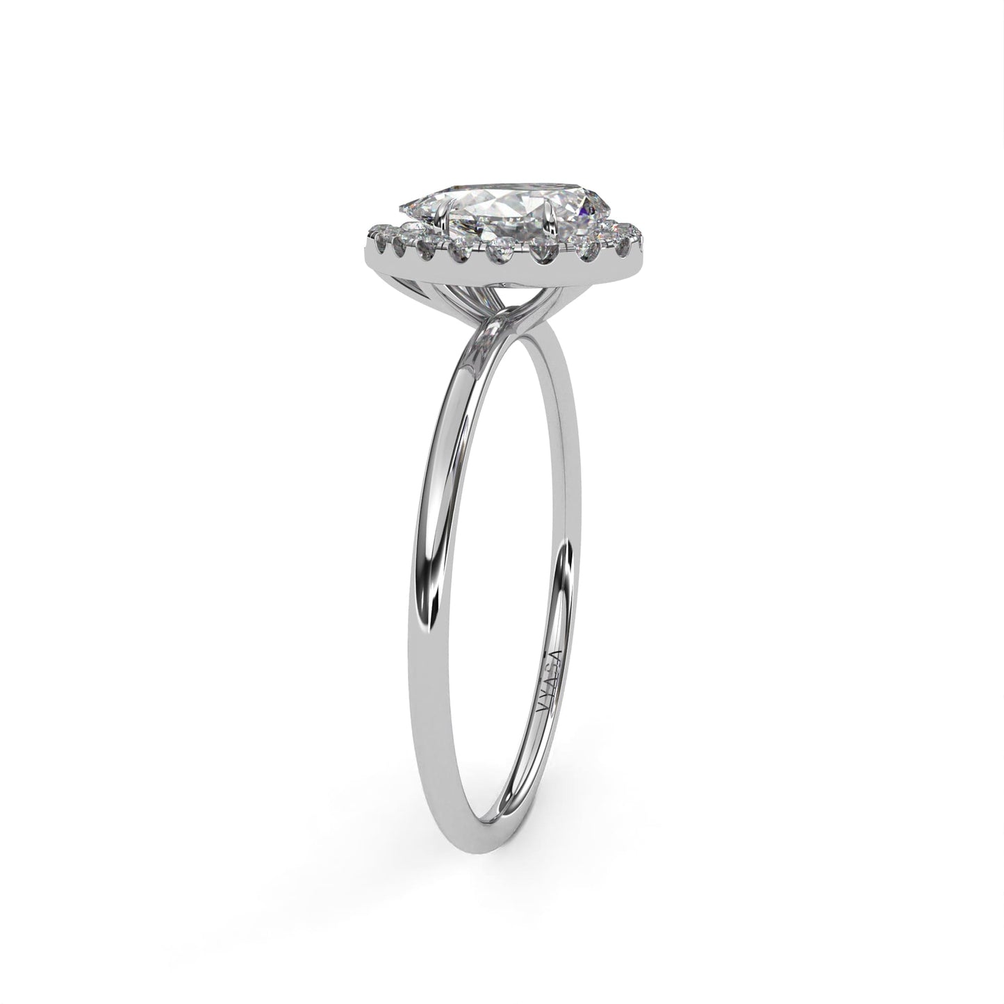 Pear Halo Ring White Gold