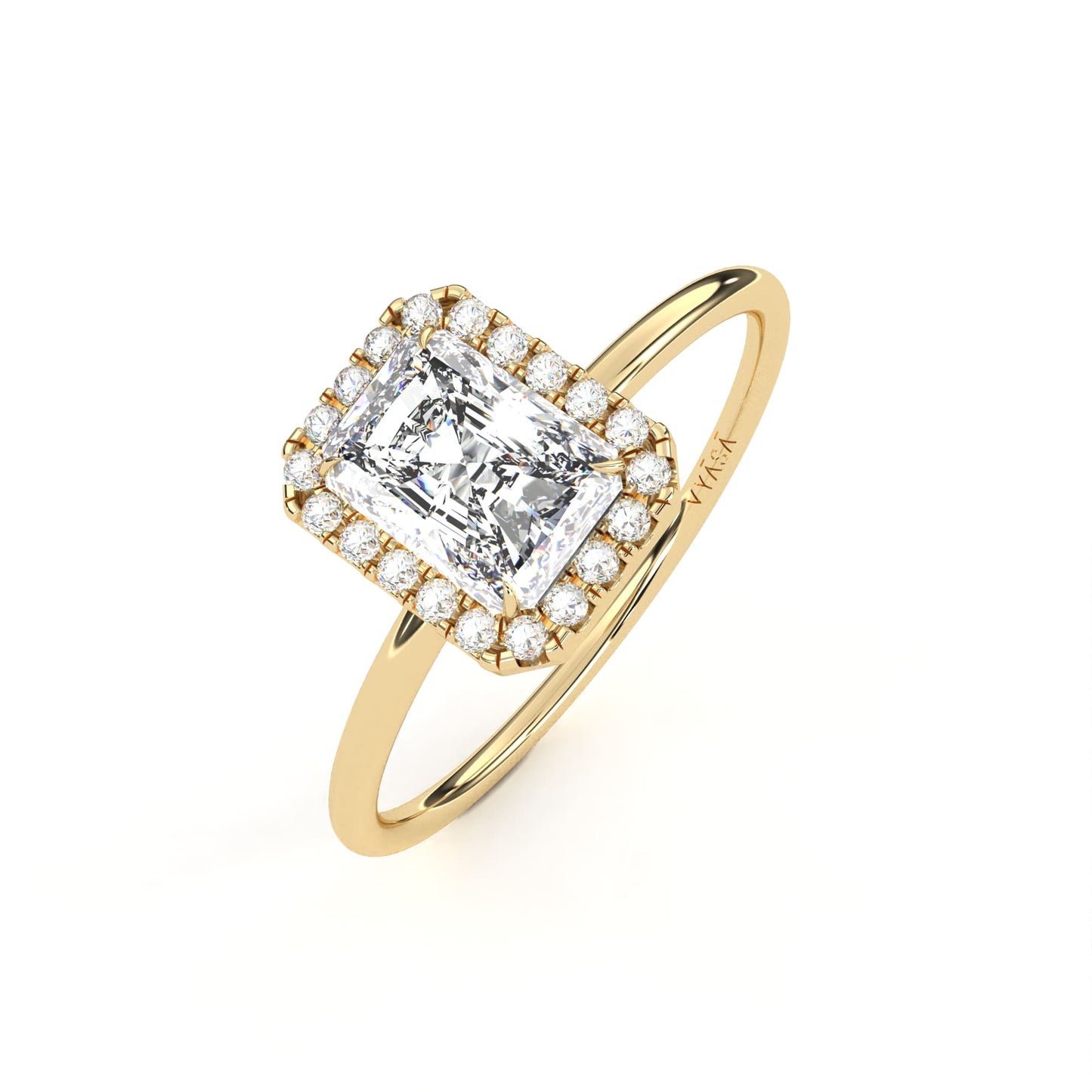 Radiant Halo Ring Yellow Gold