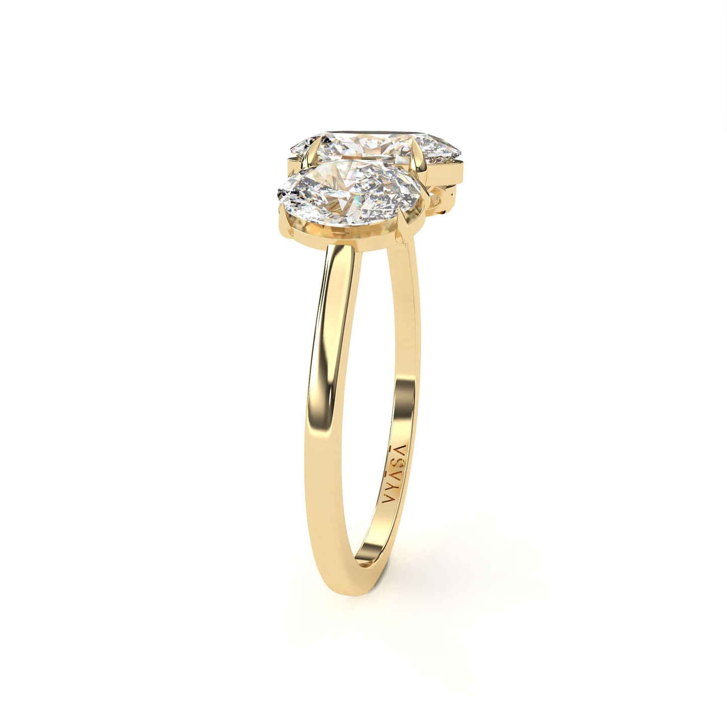 Oval Tri-stone Ring Yellow