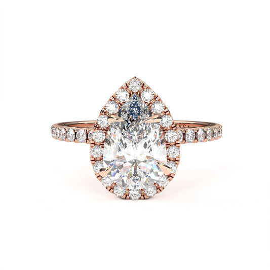 Pear Halo With Diamond Ring Rose