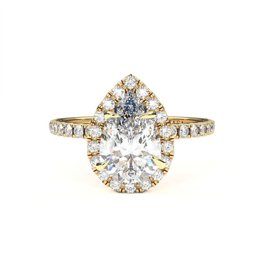 Pear Halo With Diamond Ring Yellow