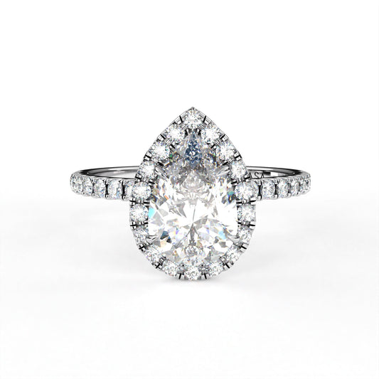 Pear Halo With Diamond Ring White