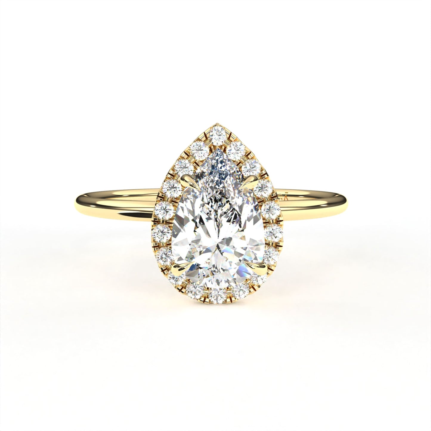 Pear Halo Ring Yellow Gold