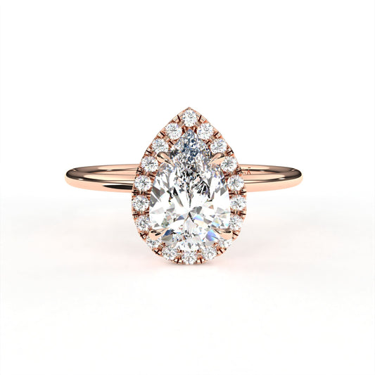 Pear Halo Ring Rose Gold