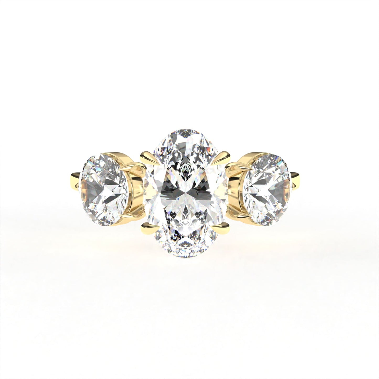 Oval Round Tri-stone Ring Yellow