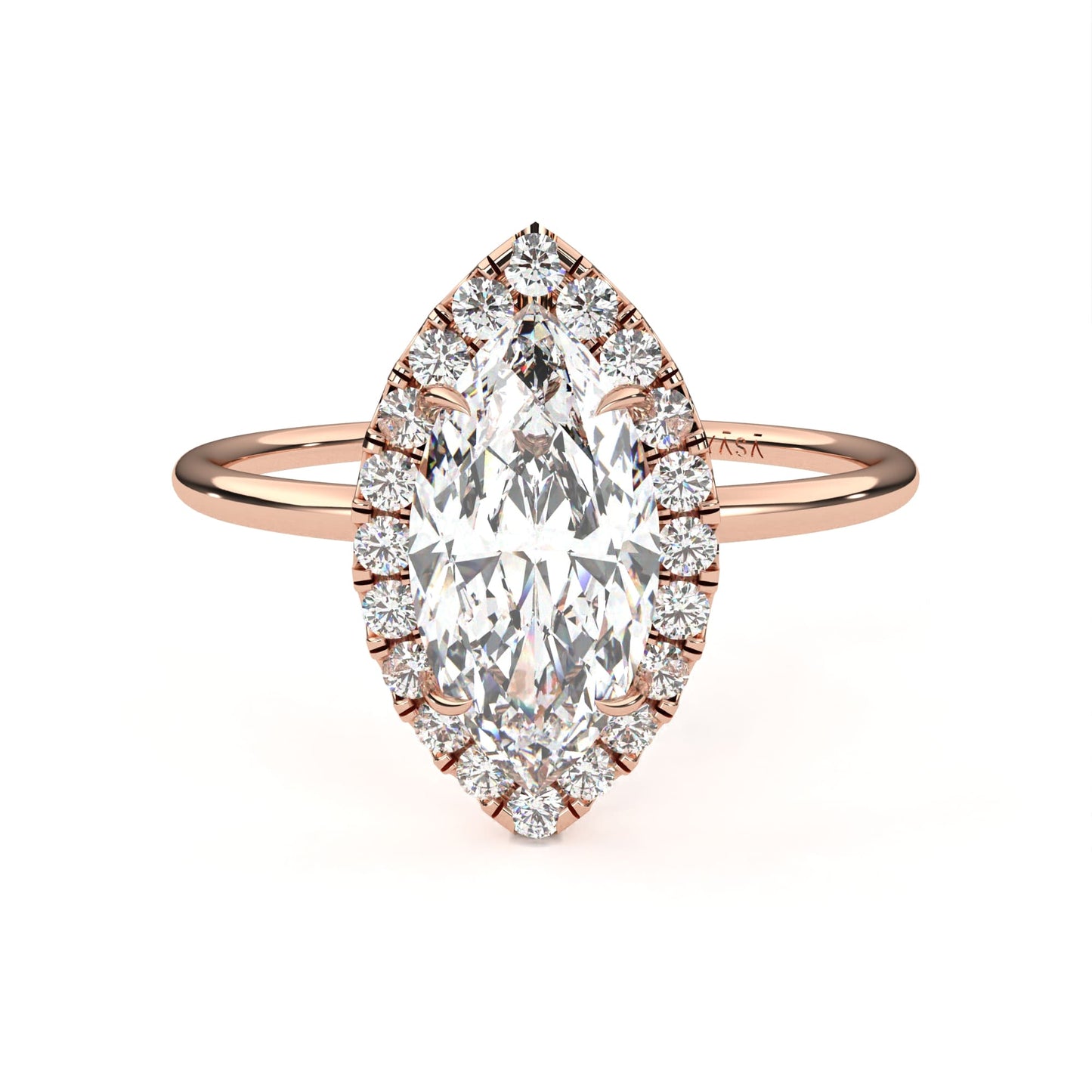 Marquise Halo Ring Rose Gold