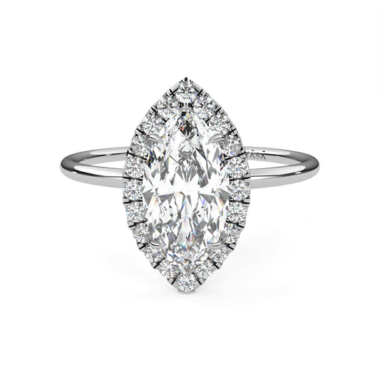 Marquise Halo Ring White Gold