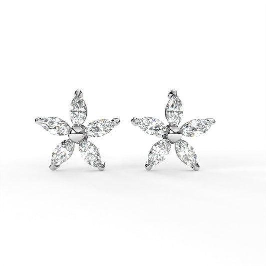 Marquise Bloom Earrings White