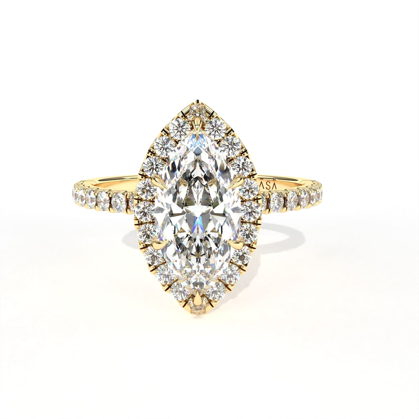 Marquise Halo Diamond Ring Yellow