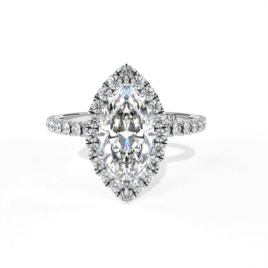 Marquise Halo Diamond Ring White